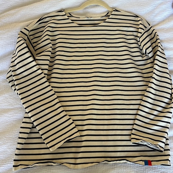 KULE Tops Kule Boyfriend Long Sleeve Tee Navy Cream Poshmark